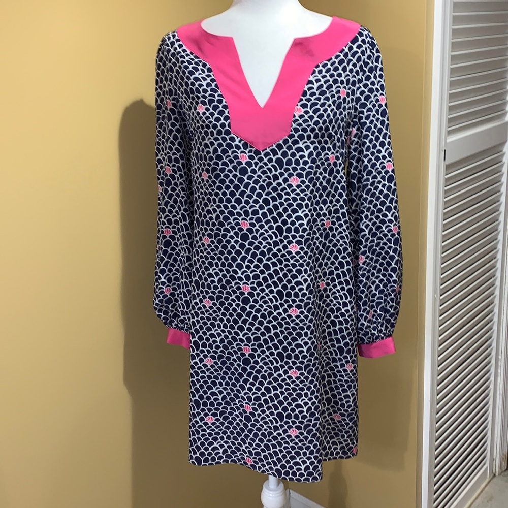 Lilly Pulitzer Long Sleeve Dress in Navy and Pink